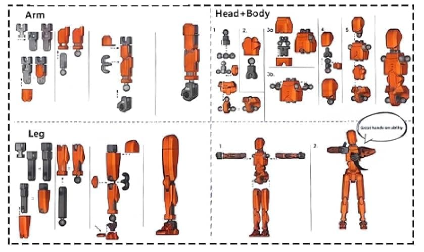 T13 3D Action Figure Set (Assembly Completed) 2 Pcs, 3D Printed Multi-Jointed, Titan 13 Action Figures, Multi-Articular Lucky Mobile Robot Nova,Desktop Decorations for Game Lovers Toys (Gold Sliver) thumbnail 9