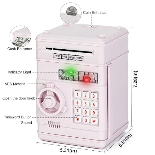Refasy Piggy Bank Cash Coin Can ATM Bank Electronic Coin Money Bank for Kids Age 3-12, Money Savings Box Mini ATM Coin Bank Toys Gifts for 3 4 5 6 7 8 9 10 11 12 Year Old Boys Girls thumbnail 3