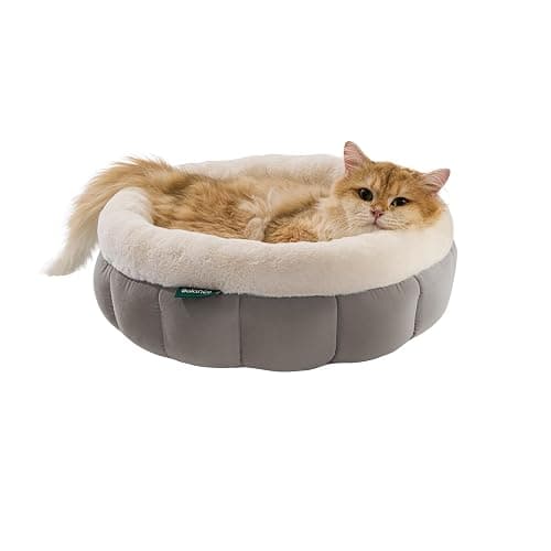 BALANCE Cat Beds for Indoor Cats, Washable Round Cat Bed, Cute Kitten Bed with Anti-Slip Bottom for Kitty and Puppy, 18 Inches, Goat thumbnail 9