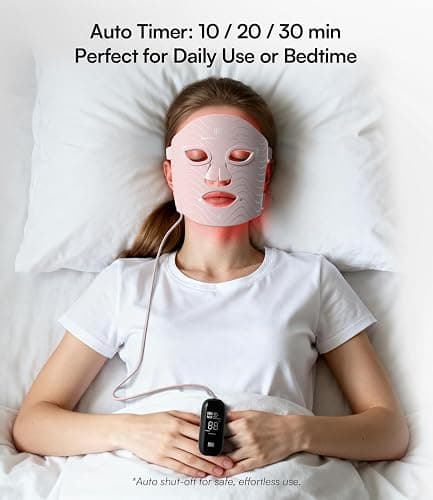 INIA Red Light Therapy Mask for Face, 850nm NIR, Red/Blue LED Light 4 Modes | Visible Results in Just 4 Weeks, 220 LEDs, 105mW/cm² Output, 2600mAh Rechargeable Battery, 10-30min Timer, Auto Shut-off thumbnail 8