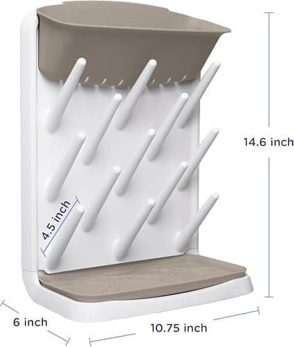 Ubbi Vertical Baby Bottle Drying Rack, Countertop Drying Rack Baby Accessory, Taupe thumbnail 3