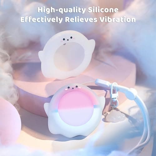 BUBBLELOGUS Cute Protective Case for GO Plus+, Soft Luminous Silicone Cover Shell with Cloud Charms and Adjustable Wrist Strap - White Ghost thumbnail 2