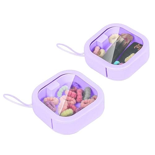 Hair Tie Organizer, Small Portable Hair Accessories Storage Can Be Stackable Or Hung On The Wall, Small Items Holder Hair Tie Organizer for Jewelry Hair Stuff Hair Clip Cotton Swab - 2Purple