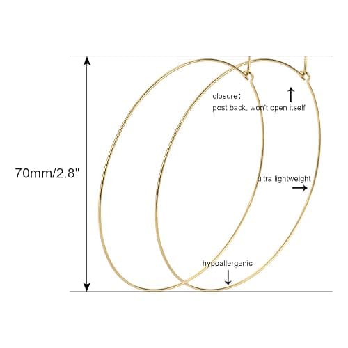 ESMATOO Thin Gold Hoop Earrings for Women - Hypoallergenic Lightweight Gold Hoop Earrings Dainty - Large thumbnail 3