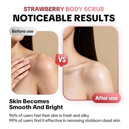 Herbicos Strawberry Body Scrub with Retinol & Vitamin C - Exfoliating & Moisturizing Sugar and Sea Salt Scrub for Smooth, Glowing Skin - Improves Dry Skin - 14.1 oz (600g) thumbnail 3