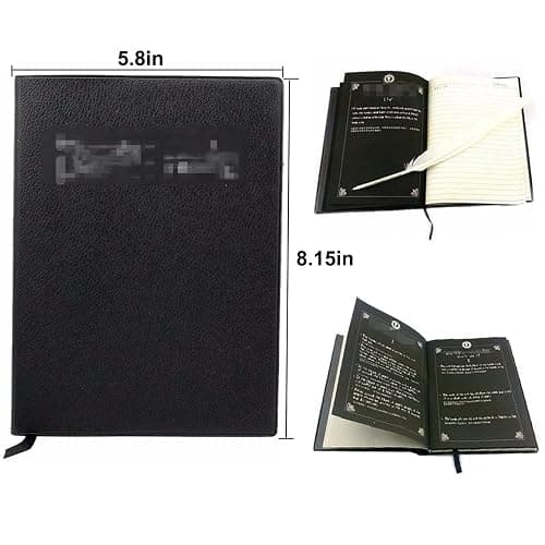 ODINGONS 4 PCS Set Notebook Anime Cosplay Japan Anime Theme Writing Journal, Feather Pen, L Necklace & Book Chain Anime Accessories thumbnail 3
