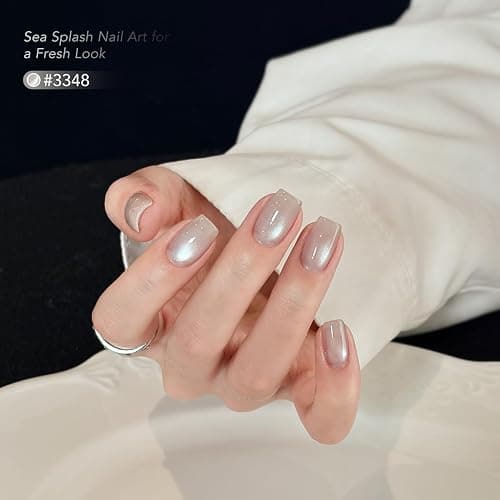 GAOY Icy Glassy Cat Eye Gel Nail Polish Set, 6 Jelly Colors, Sea Splash | Silver Blue Green for Icy Summer Beach, Translucent Holography with Sheer Shades, Nail Art Designs, UV Lamp Required thumbnail 4