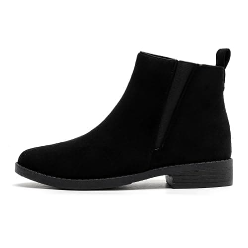 MEMON Womens Black Chelsea Boots,Suede Booties Low Heel,Casual Elastic Ankle Boots,Slip On Dress Boots For Women thumbnail 2