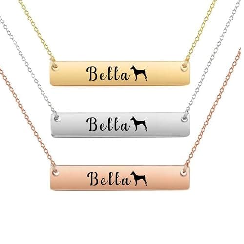 Personalized Necklace, Gift, Custom Engraved Dog Bar Necklace, Memorial Keepsake for Dog Mom, Dog Lover Gift, Pet Name Necklace - Image 1