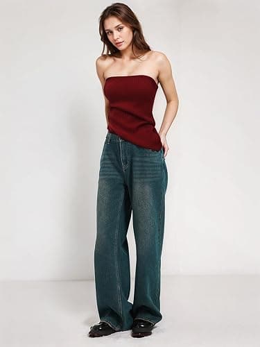 Xineicy Jeans for Women High Waist Wide Leg Baggy Jeans Y2K Loose Vintage Boyfriend Denim Pants thumbnail 7