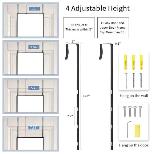 BEAUTYPEAK 16" x 50" Adjustable Height Over The Door Mirror, Full Length Hanging Door Mirror with Shatterproof Tempered Glass Aluminum Alloy Frame for Bedroom, Living Room, Bathroom, Dorm, Black thumbnail 4