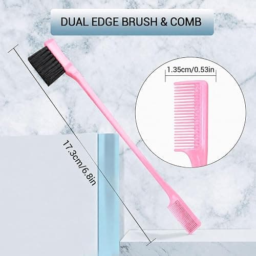 Aigee Slick Back Hair Brush & Edge Brushes and Combs Set,6Pcs in box | 2Pack 3RowTeasing Bristle Brush& 4Pack Double Sided Edge Control Brushes Professional Edge Control Hair Brush Comb for women thumbnail 5