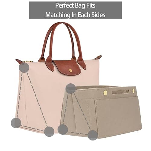 ETTP Purse Organizer Insert for Tote, Handbag Organizer Compatible with Shoulder Bag Large/Small, LE PLIAGE Top Handle Small/Medium (Beige, Large) thumbnail 3