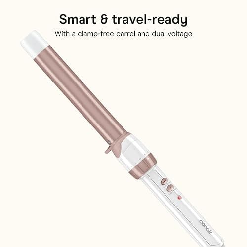 Conair Double Ceramic 1-In. Clamp-Free Curling Wand | Clamp-free double 1-in. ceramic wand styles crease-free beachy waves on short to long hair, White/Rose Gold, CD705L13 thumbnail 6