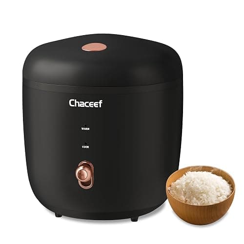 CHACEEF Mini Rice Cooker 2 Cups Uncooked, 1.2L Rice Cooker Small with Non-stick Pot, Portable Travel Rice Maker with One Touch & Keep Warm Function,White Rice, Brown Rice, Oatmeal, Black - Image 1