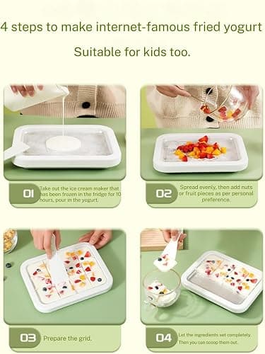 Rolled Ice Cream Maker - At Home Rolled Ice Cream Maker Kit with Instant Freeze Tray & 2 Scrapers, DIY Rolled Ice Cream Tray Maker for Kids, Homemade Ice Cream Fun Activity for All Ages (White) thumbnail 5