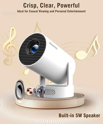 Mini Projector with WiFi 6 and Bluetooth 5.4, Portable Smart Projector 4K Support, 5w Soundbase Speaker, Auto Keystone, 180° Rotatable, Proyector for Home Bedroom Movie HY300Pro+ thumbnail 2