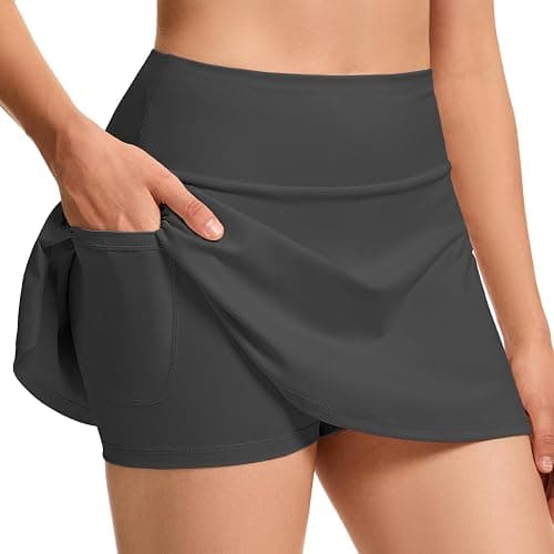 3 Pack Tennis Skirts for Women with Pockets-High Waisted Athletic Golf Skort with Built-in Shorts Workout Casual Wear - 2-black,white,dark Grey - Large thumbnail 2