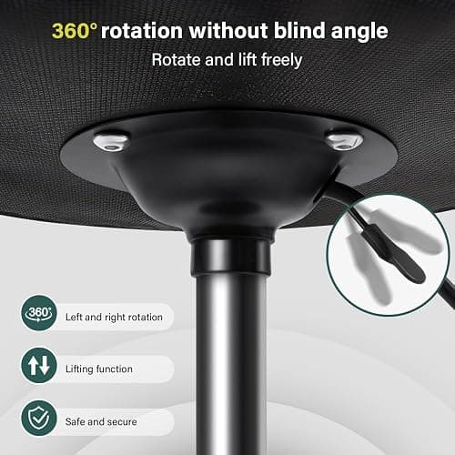 BFTOU Black Square Swivel Stool with Wheel for Work SPA Shop Massage Height-Adjustable and Cost-Effective Rolling Stool Chair with Back thumbnail 4