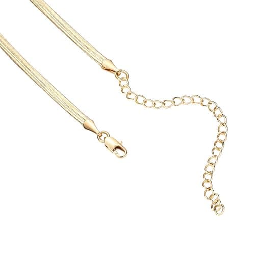 PAVOI 14K Gold Plated Curb Paperclip Box Sphere Bead Snake Herringbone and Figaro Chain Adjustable Necklace thumbnail 3