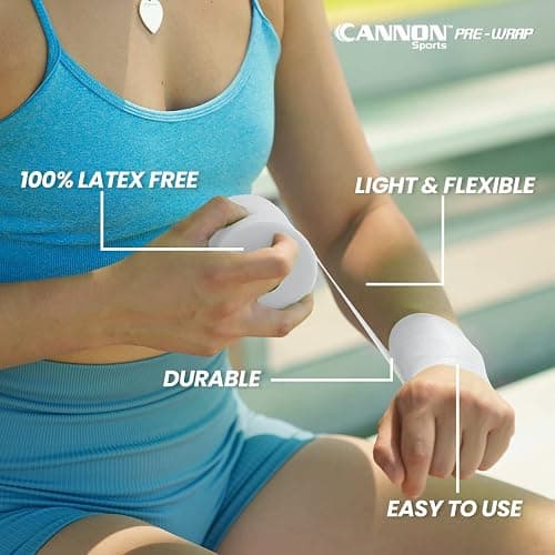Cannon Sports Pre-Wrap 2-Pack 30 Yards Each Roll Athletic Tape Foam Underwraps for Ankles Wrists Hands Knees Elbows Hair (White) thumbnail 2