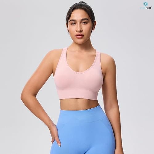 Evercute Sports Bra for Women Padded Medium Support Criss Cross Strappy Bras Seamless High Impact Yoga Exercise Athletic Bras thumbnail 3