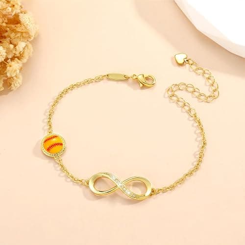 Miss Chipmunk Softball/Volleyball/Soccer/Basketball Bracelet for Girls Teen Women,14K Gold Plated Infinity Charm Link Bracelet Sports Accessories Jewelry Gifts for Lovers Players Team Coach thumbnail 4