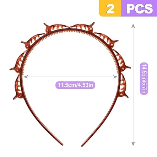 ZeriLion 2 Pack Double Layer Headband with Mini Clips Hair Styling Tool for Women Twist Braid Hair Band with 8 Attached Hairpins Easy DIY Hairstyle Accessories Black and Brown thumbnail 2