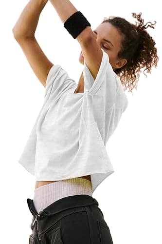 Women's Summer Short Sleeve Crop Tops Casual Basic Cotton Athletic Yoga Running T-Shirts thumbnail 3