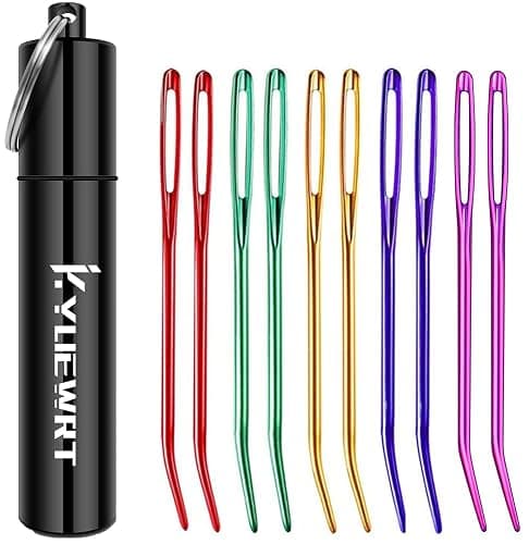 KYUEWRT 10Pcs Yarn Darning Tapestry Needle,Large Big Eye Weaving Needle Bent Needles with Aluminum Storage Tube - Image 1