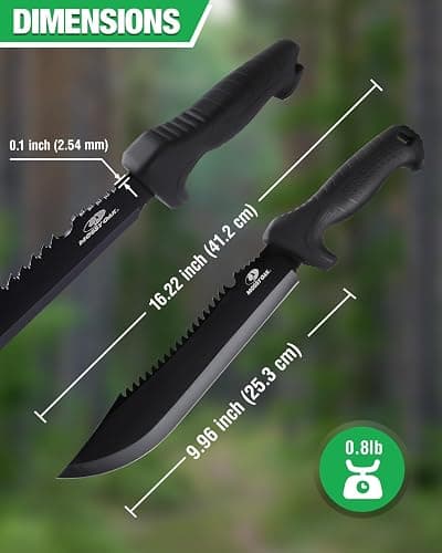 Mossy Oak 16" Heavy Duty Machete with Saw and Sheath | Sharp Dual-Edge Blade, Ergonomic Non-Slip Handle for Bushcraft, Outdoor Hunting, Garden Cutting and Yard Work thumbnail 2