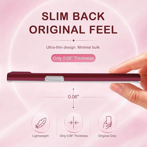 Aurorastar for iPhone 16e/17e Cute Burgundy Striped Soft Phone Case | Soft TPU Thin Slim Shockproof Protective Aesthetic Kawaii Summer Simple Cases for Women Girls, Burgundy Stripes thumbnail 3