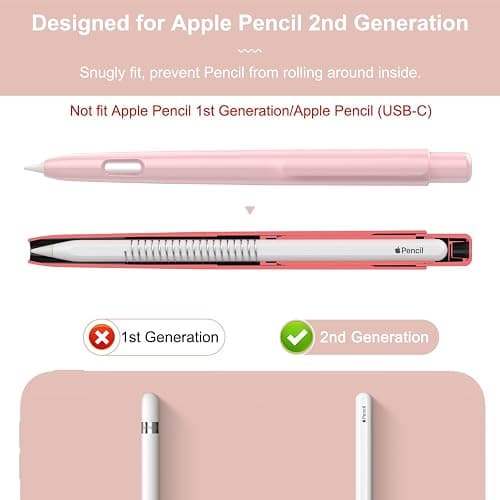 MoKo Protective Case Compatible with Apple Pencil Pro, Apple Pencil 2nd Generation, Retractable Protective Case for Apple Pencil with Clip, Apple Pencil PC Cover, Double-Tap Stand, Light Pink thumbnail 2