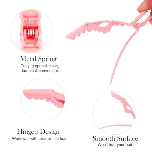 Ondder 24 Pack Large Alligator Clips for Hair Sectioning, Coloring, Cutting - Pink Pro Salon Barber Hair Styling Accessories for Women and Men thumbnail 3