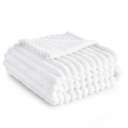 Bedsure GentleSoft White Fleece Blanket for Couch - Cozy Soft Blankets for Women, Cute Small Throws for Girls, 50x70 Inches - Image 1