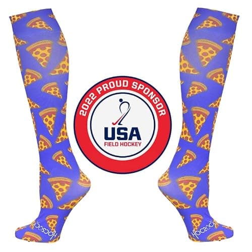 Hocsocx Blue Pizza Socks Performance Liner Moisture-Wicking Protection for Field Hockey, Ice Hockey, and Soccer thumbnail 6