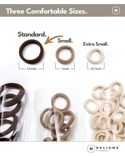 Heliums Soft Hair Ties - No Damage Seamless Nylon Fabric Bands, Stretchy Ponytail Holders for Thin & Thick Hair - Standard 1.5 Inch, Neutrals, 20 Pack thumbnail 4