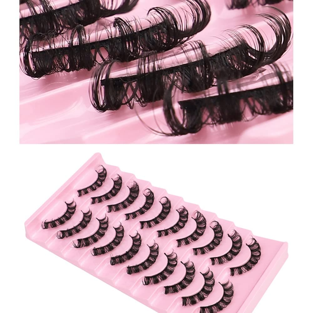 Natural Look False Eyelashes Russian Strip Lashes D Curly Faux Mink Lashes Wispy Fluffy Volume Russian Lashes 3D Effect Fake Eyelashes (10 Pairs) thumbnail 7