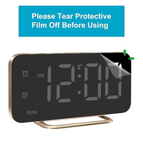 Slim LED Digital Alarm Clock, Mirror Surface for Makeup, with Diming, Large Display, Easy Setting, USB Charger Ports, Modern Bedroom, Desk, Office Living Room Decor, Christmas Birthday for Women Girl thumbnail 9