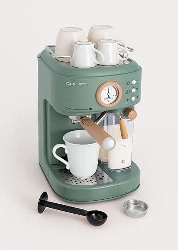 CREATE / THERA RETRO PRO/Machine à espresso semi-automatique Vert sauge / 20 bar, bac à lait, égouttoir, deux becs verseurs, capacité 1,5l, pour café moulu, 1250W thumbnail 3