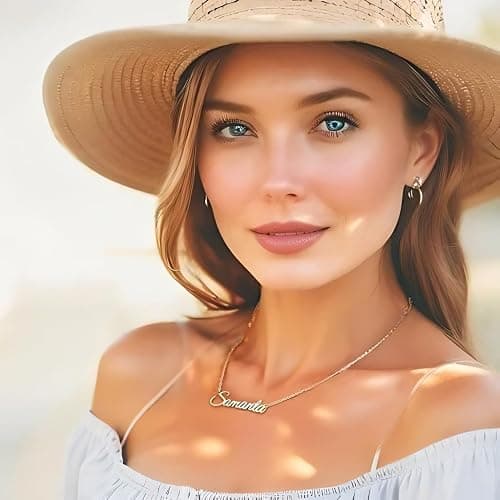 Kiddo Sky Custom Name Necklace for Women Personalized Name Necklaces 18K Gold Plated or Sterling Silver Nameplate Customized Pendant Jewelry Gift - Gold thumbnail 2