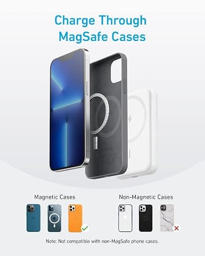 Anker 321 MagGo Battery (PowerCore Magnetic 5K), 5,000mAh Magnetic Wireless Portable Charger, Compatible with iPhone 15/15 Plus/15 Pro/15 Pro Max, iPhone 14/13/12 Series (White) thumbnail 7