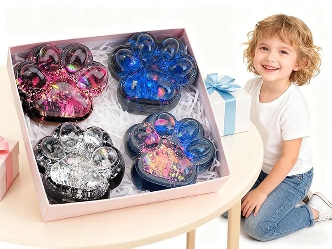 4Pcs Starry Sky Cat Paw Squishy Toy – Taba Squishy Paw Fidget Toy for Stress Relief, Soft Squishies for Adults, Party Favors (Dazzling Blue Red White Red and blue ) thumbnail 2