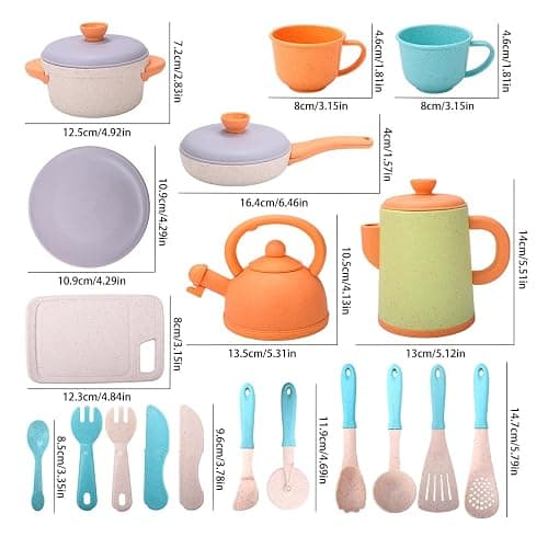 Qizebaby Kids Kitchen Play Set with Cookware Pots and Pans，Tea Set Kids，Toddler Cooking Set，3 4 5 6 Year Old Girl Boy Gifts thumbnail 2
