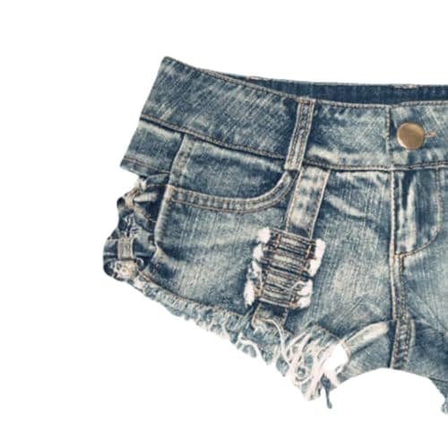 RSBFK Women's Stretchy Frayed Hem Denim Shorts Low Rise Booty Shorts for Beach Party Wear thumbnail 3
