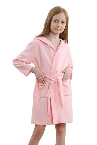 Umeyda Boys Girls Hooded Robe Kids Soft Waffle Cotton Robes Spa Bathrobe Pajamas Sleepwear, 3-12 Years thumbnail 2