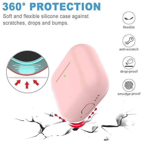 Nemteur Coque pour Airpods 4, Étui de Protection Mince en Silicone pour AirPods 4th 2024 (USB-C) Skin Front LED Visible Silicone Case, Rose thumbnail 2