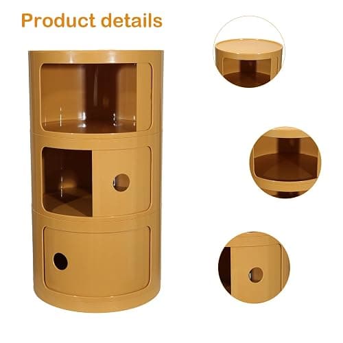 FZANVAN 3-Tier Round Bedside Table, Narrow Storage Cabinet, Small Stylish Storage Cabinet, no Installation Required, Suitable for Living Room and Bedroom, Small Space thumbnail 5
