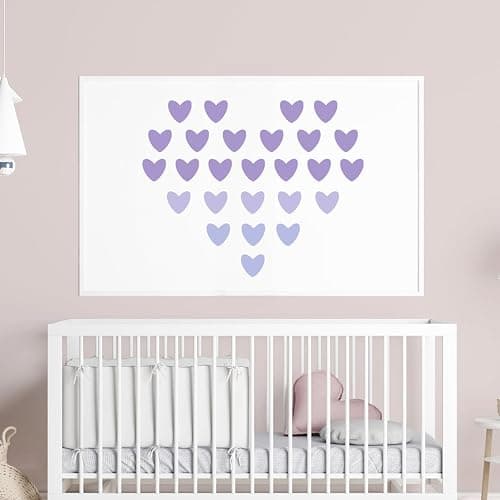 48pcs Purple Heart Wall Decals Peel and Stick - Vinyl Purple Wall Stcikers Décor for Girls Kids Bedroom - Removable Purple Stickers Decorations for Baby Room Nursery Playroom - Purple Heart thumbnail 2