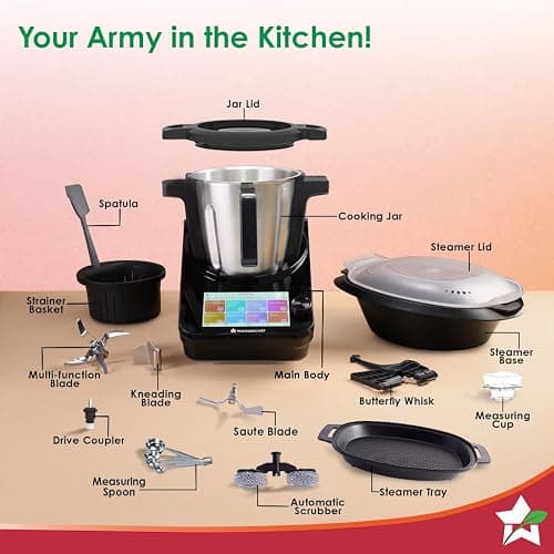 Wonderchef Chef Magic | All-in-One Kitchen Robot for Indian & International Cuisine | Automatic Chopping, Sautéing, Stirring, Kneading... | Mobile App | Recipes by Chef Sanjeev Kapoor | 2 Yr Warranty thumbnail 6